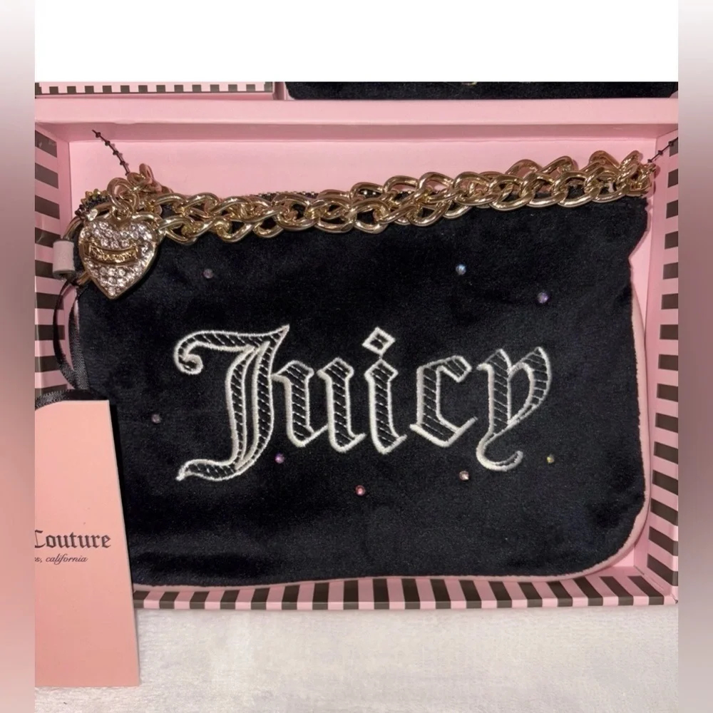 Juicy Couture Black and Gold Wristlet Duo Black Velvet, Limited Editin